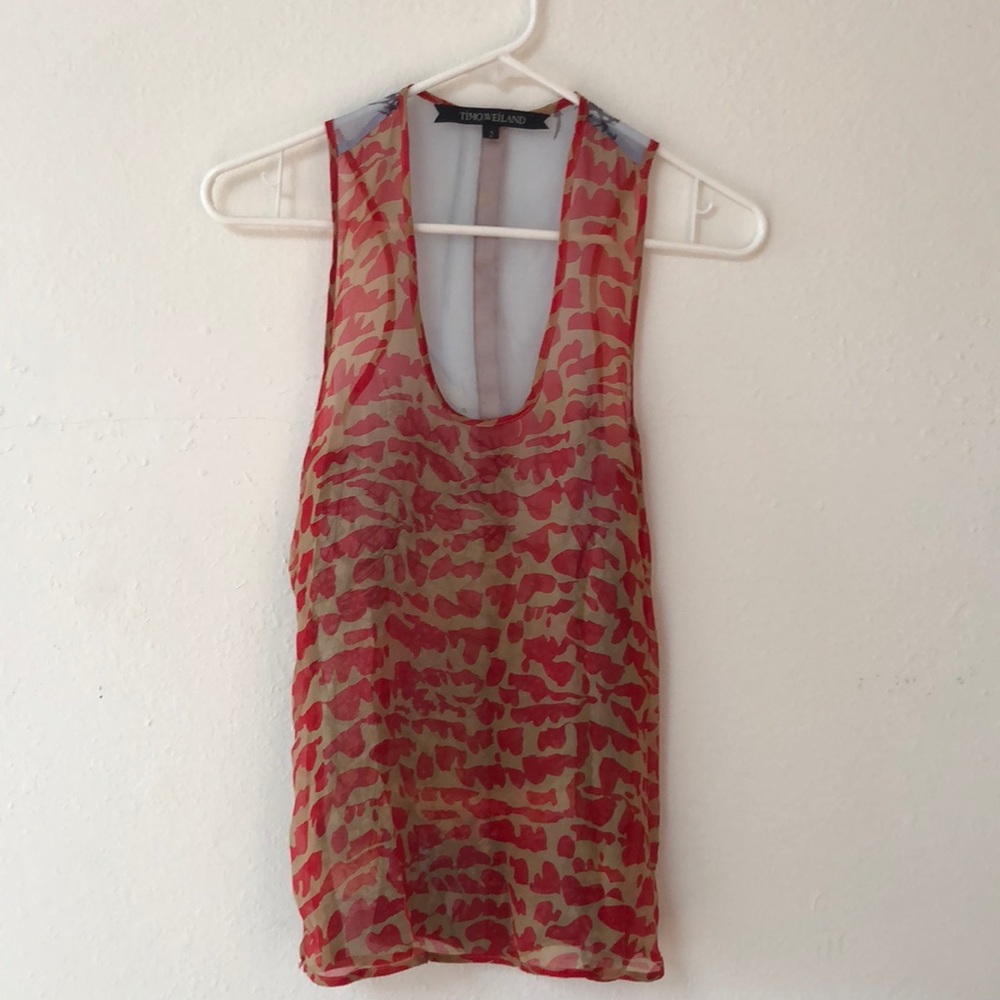 Timo Weiland sheer racerback printed top